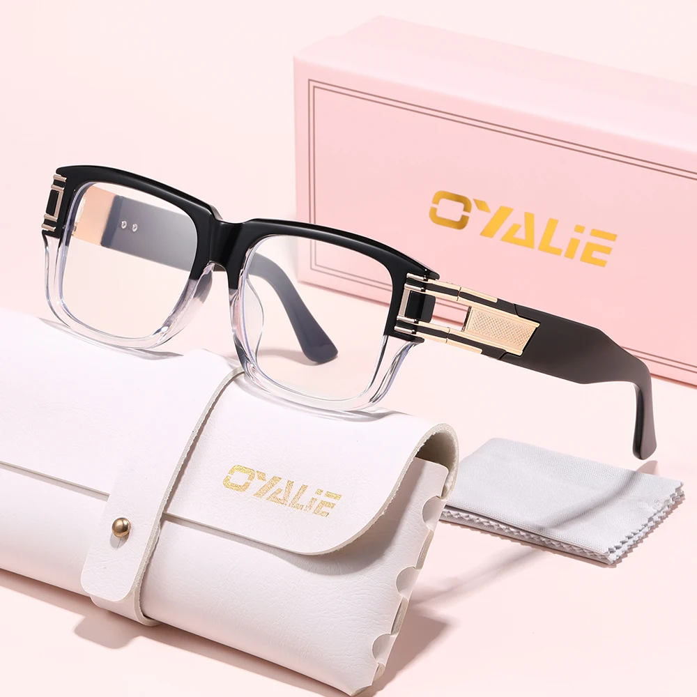 Oyalie Fashionable Square Frame Glasses with Metal Lock Design, Retro Square Frames Suitable for Various Face Shapes, Showcasing Individuality and Trendiness