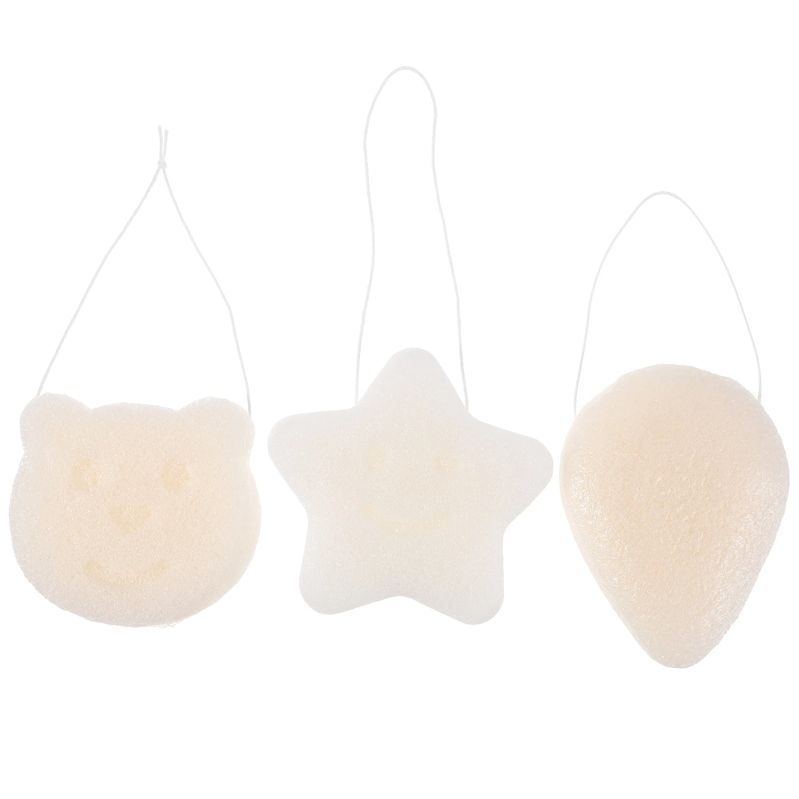 

3 Pcs Sponges Soft Bath Sponge Face Body Cleansing Exfoliating Wash Drop Shape Lightweight Travel Home Use