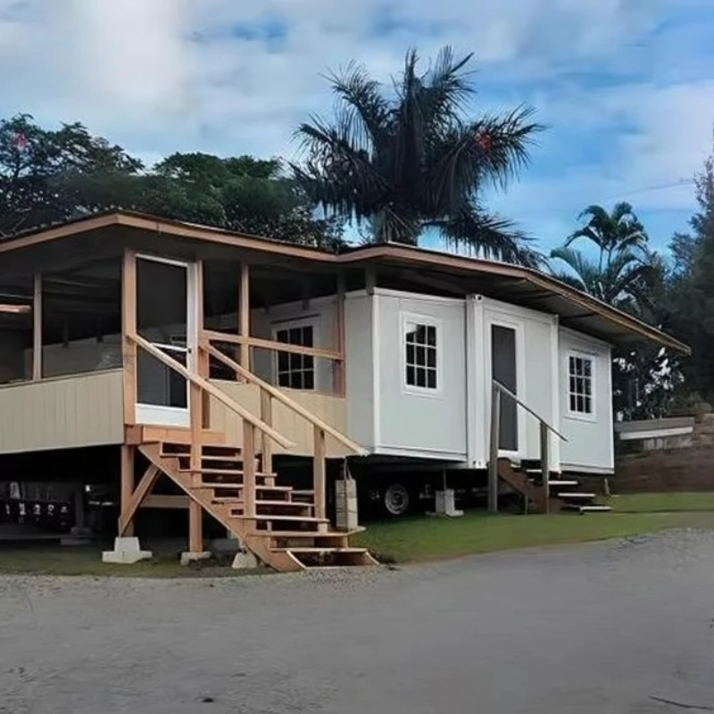 High Quality 2 Bedroom Expandable Prefab Steel Container Homes Hurricane-Proof Foldable Double Wings for Villas