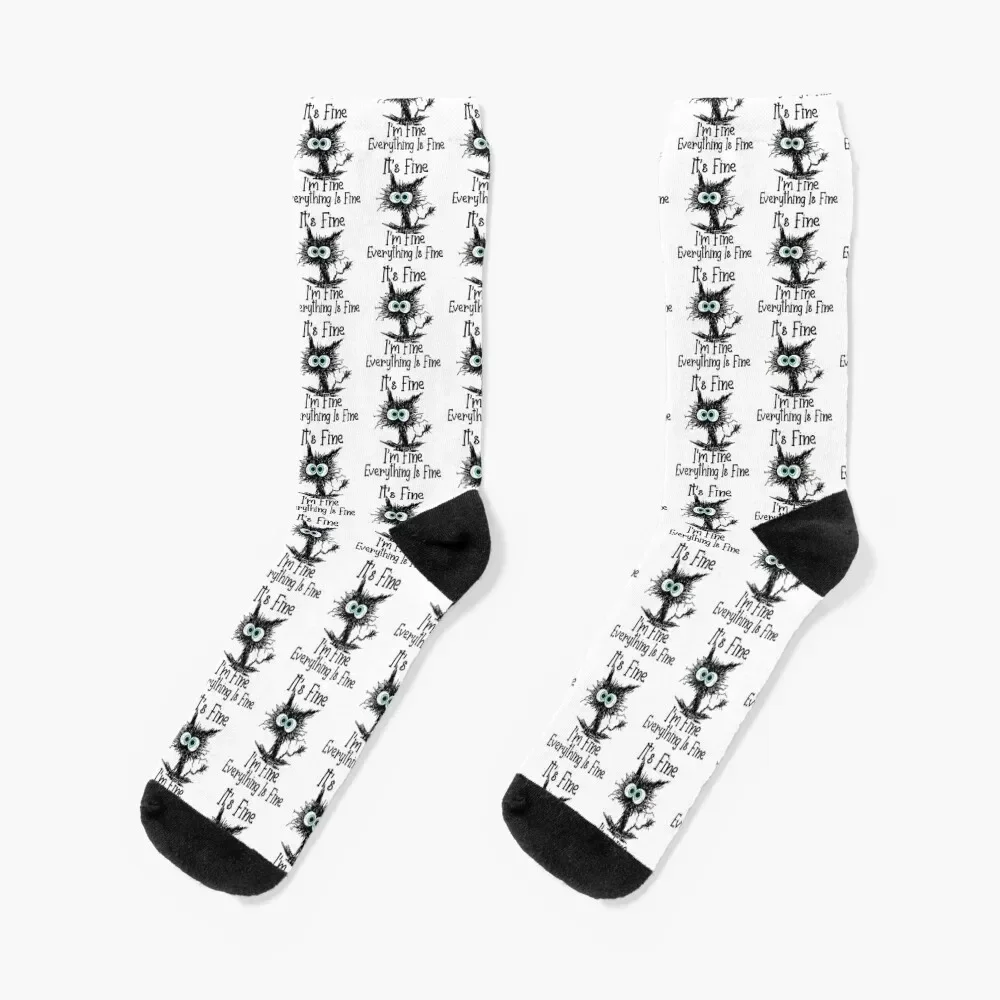 

Gift Cat Lover It_s Fine I_m Fine Everything Is Fine Socks Toe sports Crossfit loose Girl'S Socks Men's