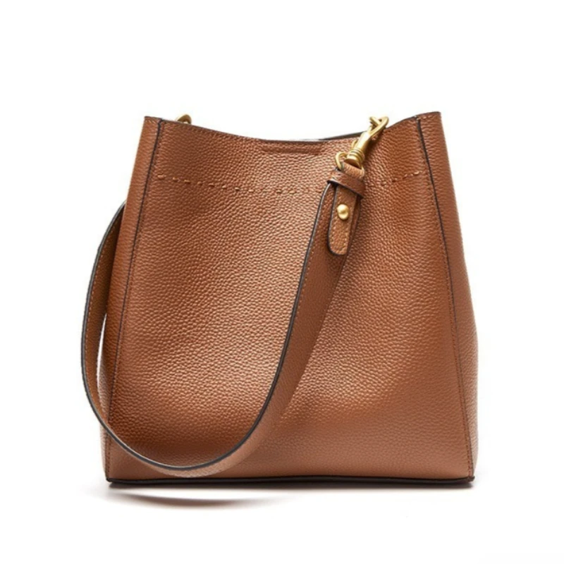 Vintage Bucket Bag for Women Top Grain Leather Sophisticated Everyday Large Capacity Luxury Handbag Portable High Quality