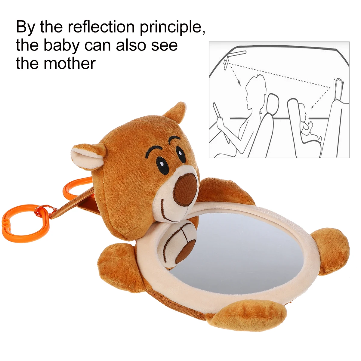 

1pc Distorting Mirror Brown Bear Shaped Car Rear View Safety Back Seat Observation Mirror Decorative Gift