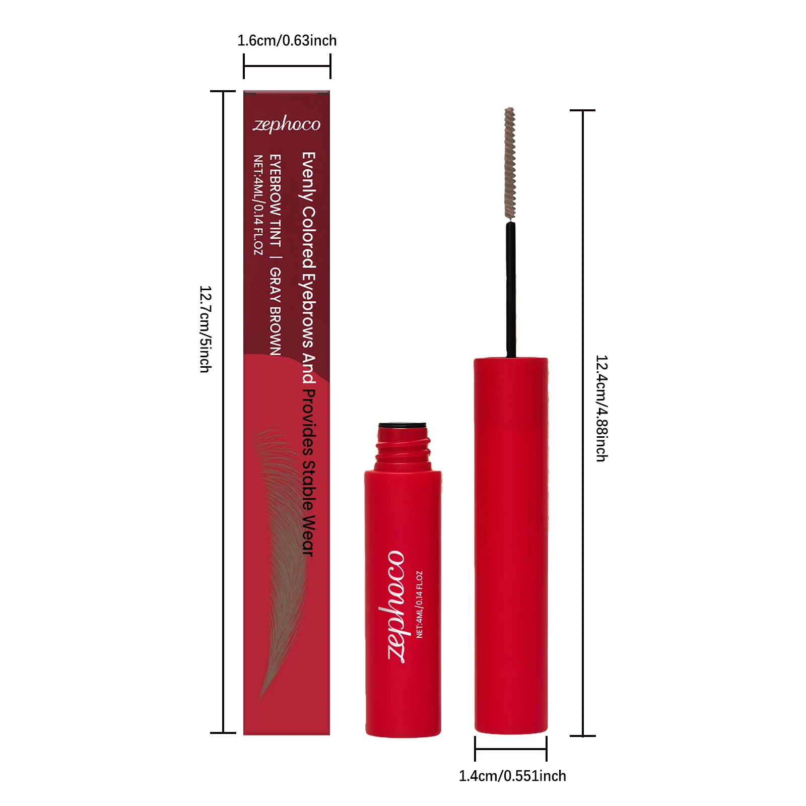 Máscara de Cejas Marrón Ceniza con Tono Rojizo de Larga Duración, Maquillaje Diario Natural y Definido para un Look Personalizado