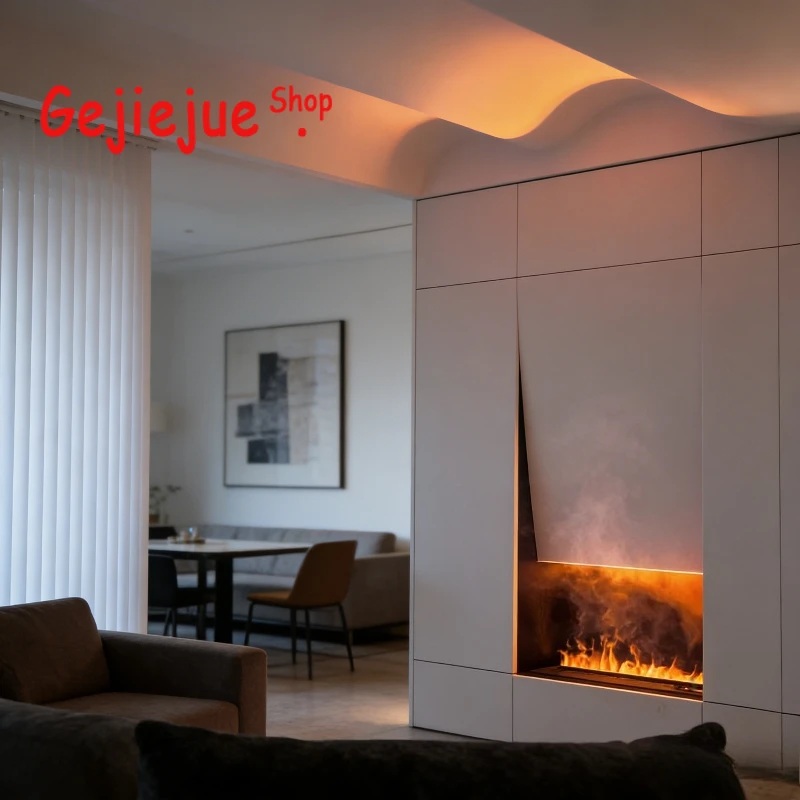 Art Decor Electric Stove Steam Fireplace Grade Vintage Flame, Abstract Design Mist Heater, Unique Statement Piece for Entryway