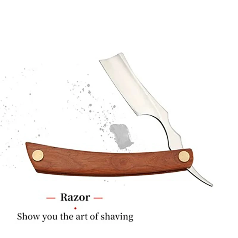 Деревянная профессиональная мужская бритва для парикмахерской с прямыми краями, парикмахерская бритва, ножи, ручное бритье для бороды, уход за бородой, подарок