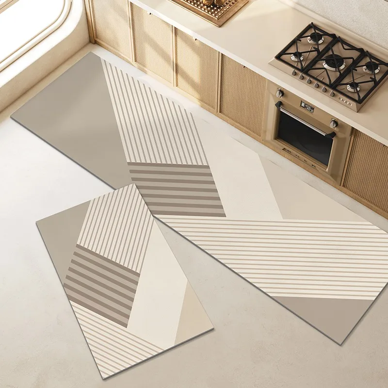 Modern Minimalism Kitchen Carpet Oil-proof Waterproof Dirty Resistant Mats Long Strip Runner Rugs PVC Leather Washable Floor Mat