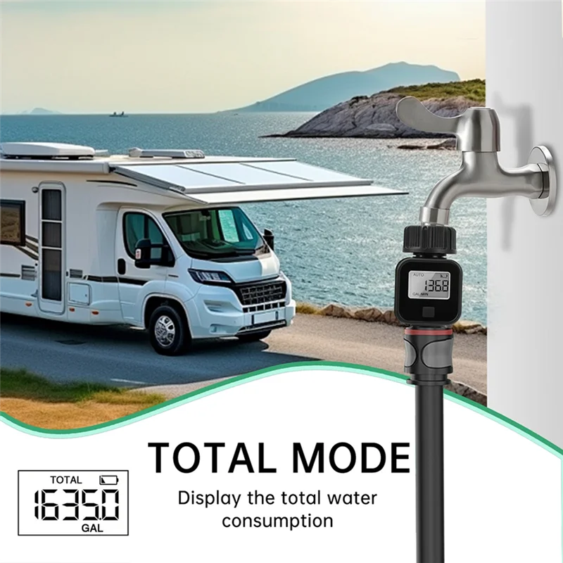 

ABUN-цифровой расходомер воды IPX5 для измерения расхода воды и скорости расхода для наружного сада, полива, шланга для орошения