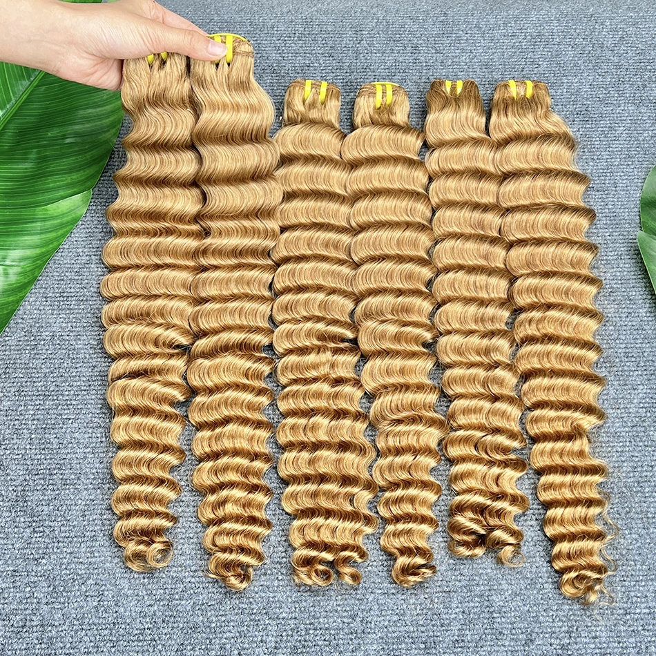 # 27 fasci di capelli umani colorati a onda profonda 100% doppia trama 18-26 pollici estensioni del tessuto dei capelli vergini vietnamiti 100 grammi per le donne