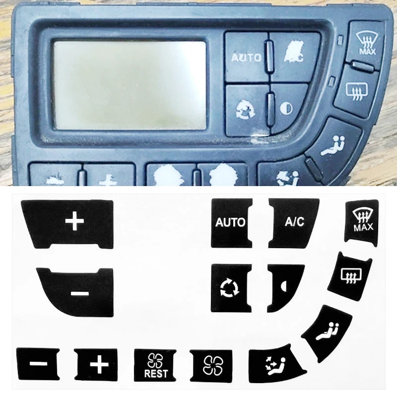 1 Set PVC Center Control Button Repair Interior Sticker for Citroen C4 Grand Picasso Air Conditioning Climate Panel Trim Decals