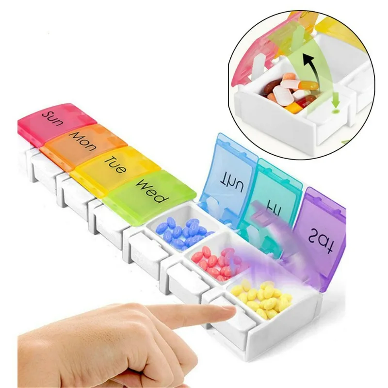 7/14 Days Weekly Pillbox Tablet Holder Medicine Storage Case Drug Container Pill Box Tablet Storage Box Organizer Pill Case