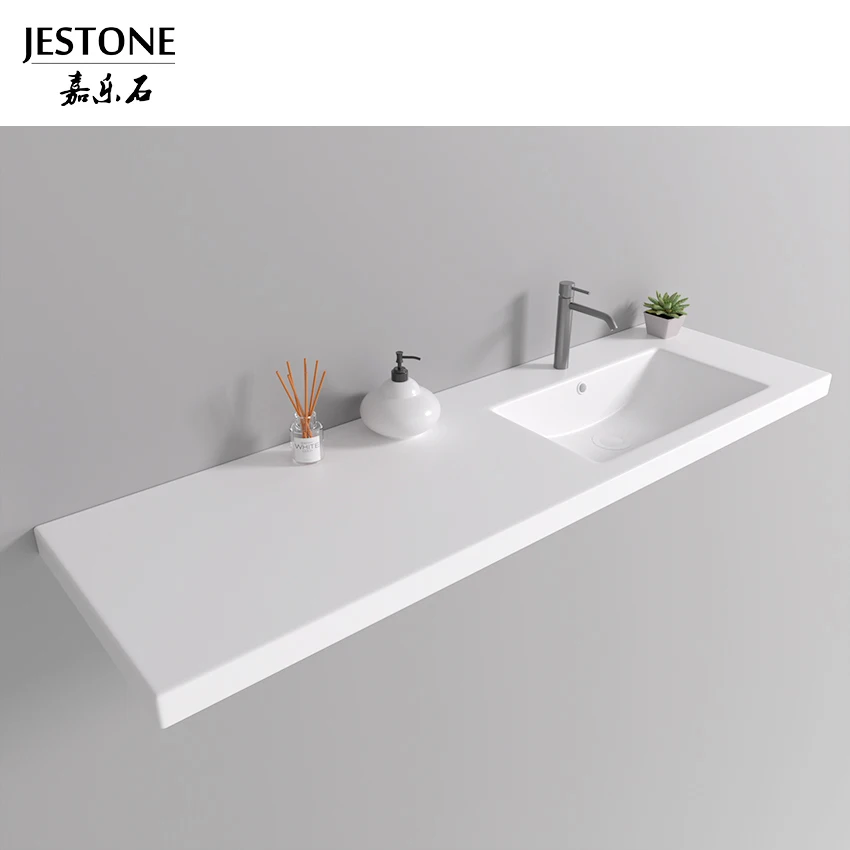 Hot Selling Luxury Modern Marble Color Polished Bathroom Vanity With Single Hole Faucet Mount And Drainer For Hotel Use