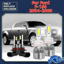 Led 12V Car Headlamp 6000K +Auto Fog Lamps For Ford F-150 2004 2005 2006 2007 2008 Replace Hi Lo Beam Front Headlight Auto Luces