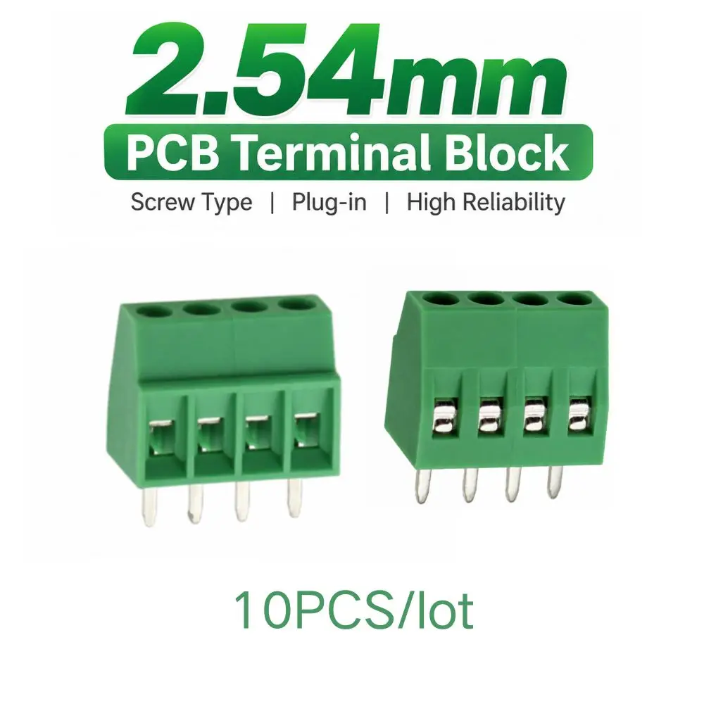 10PCS 128-2.54mm Small-Pitch Screw Straight-Pin PCB Terminal Block DG308/KF128 Green Connector