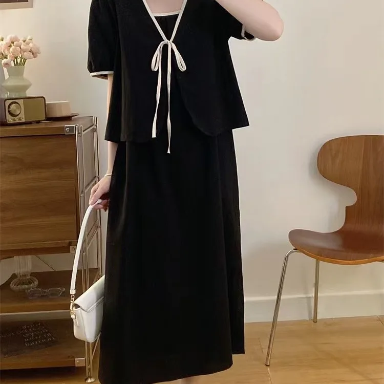 

Женская летняя новинка больших размеров, длинная юбка с верхним ремешком, комплект из двух предметов, утягивающий ансамбль Fem Faion