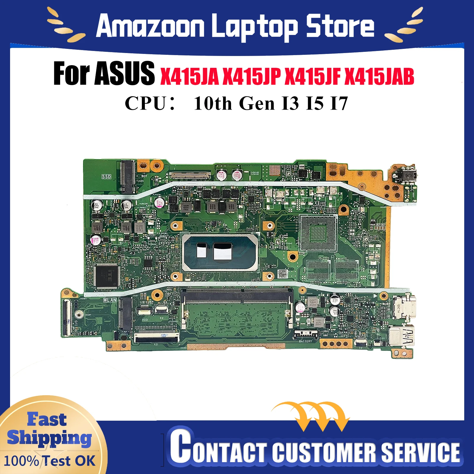 

X415JA Материнская плата для ноутбука ASUS VivoBook V4200J A416J V5200J X415JA X415J X415JP X415JAB X415JF Материнская плата с процессором I3 I5 I7