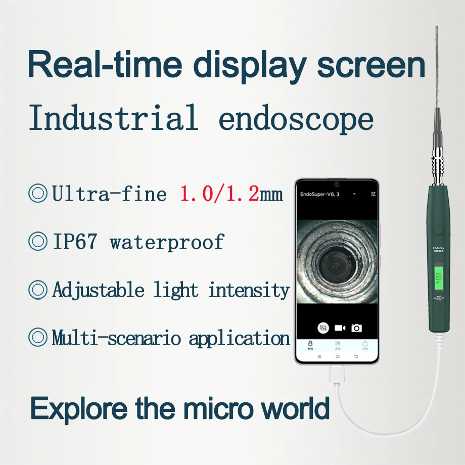 1.0/1.2mm Ultra-fine Compact Lens Focus on Blind Hole Detection Endoscope Camera Real Picture Real-time Display