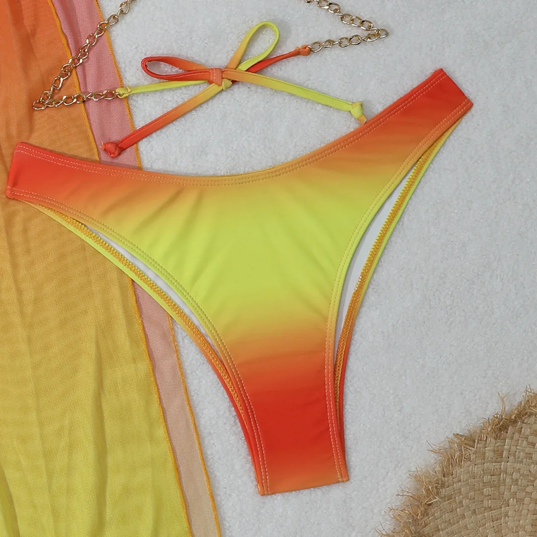 Sexy mit Überwurf, Farbverlauf, Neckholder-Bikini, Damen-Badeanzug, dreiteiliges Bikini-Set, Damen-Bademode, Badeanzug, Badebekleidung, Schwimmbekleidung V5369 – Detail 23