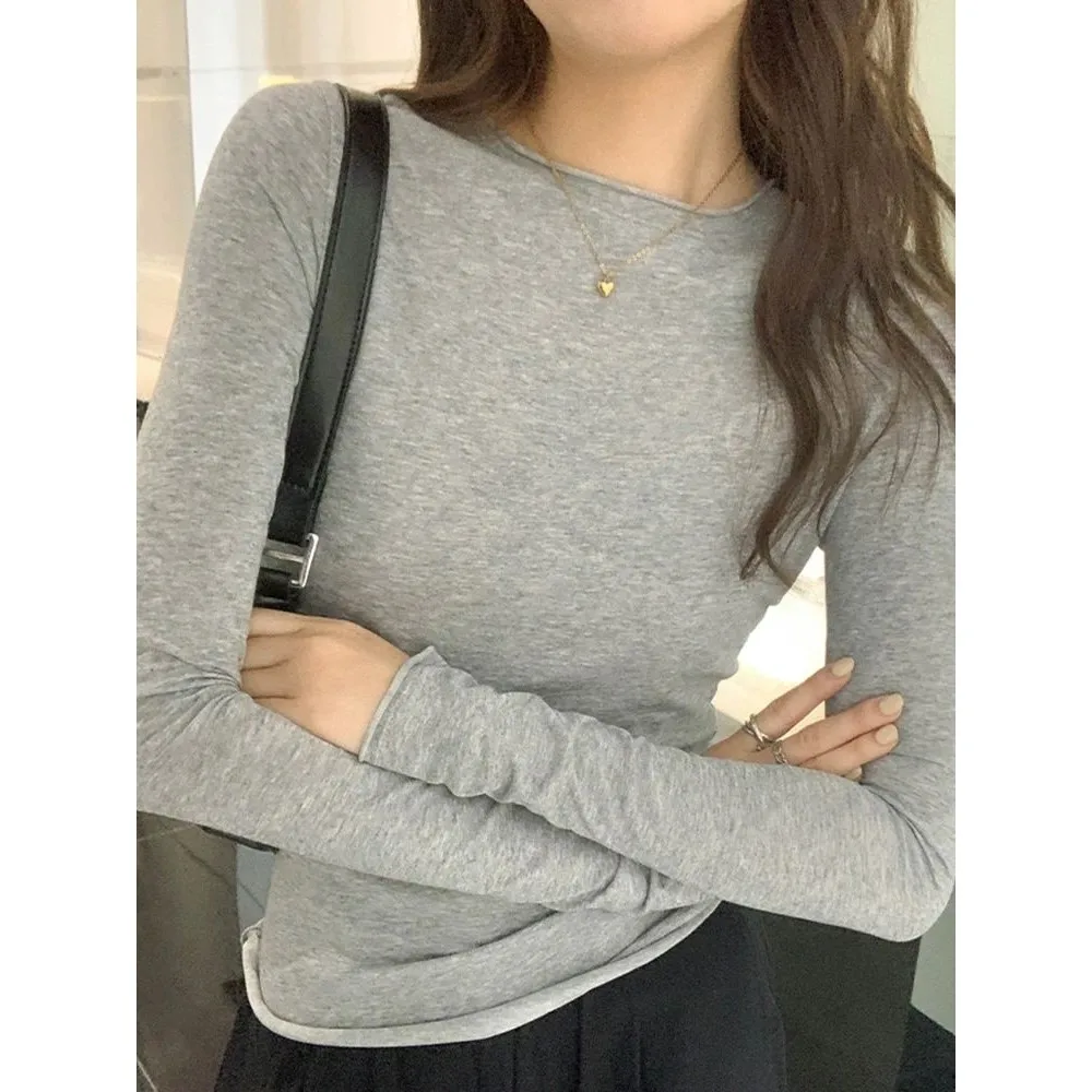 T-shirt lunga Sve slim fit Top da donna Cleanfit Sle Primavera Autunno 2025 Materiale in lino Faion da donna A-Line Sve