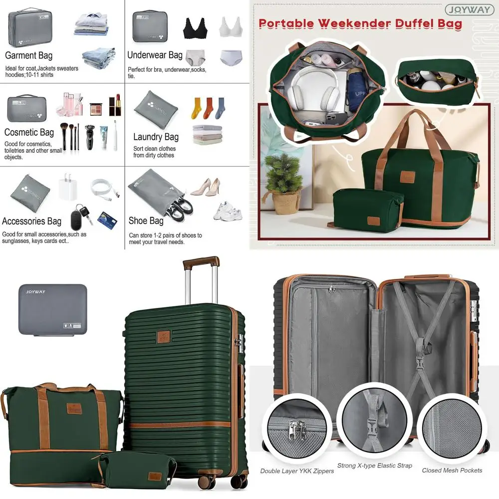 

3-Piece Spinner Luggage Set, 28 Inch Large Hard Shell Suitcase with TSA Lock, Lightweight, Green