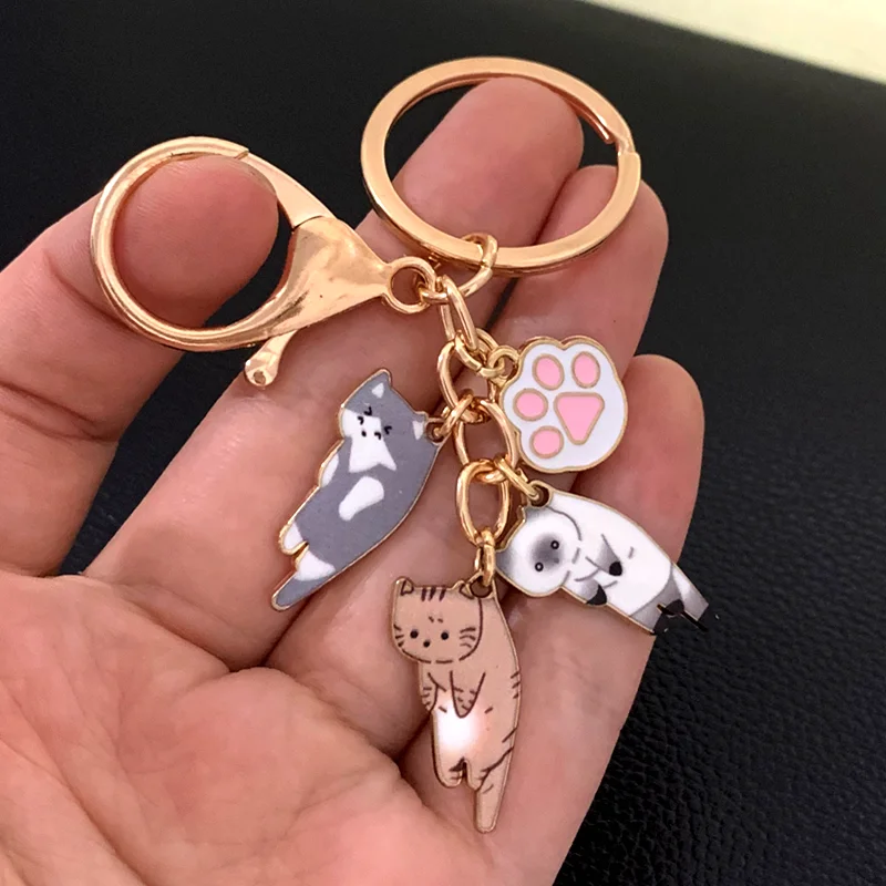 LLavero de gato Kawaii para mujeres y hombres, llavero de pata de Mascota, llavero de huella Animal, regalos de recuerdo, llaves Cay, joyería hecha a mano DIY