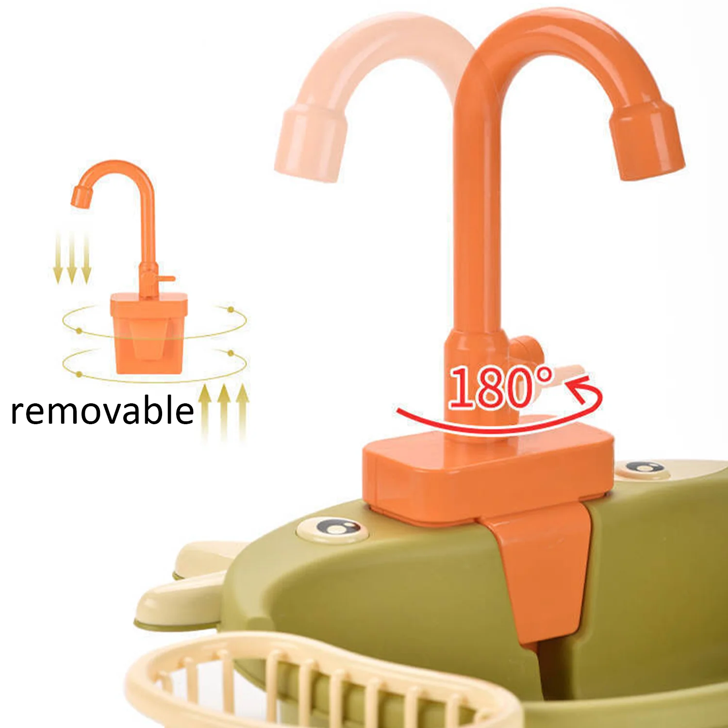 Children's automatic water outlet frog cute cow vegetable washing basin, simulation electric vegetable washing play kitchen toy