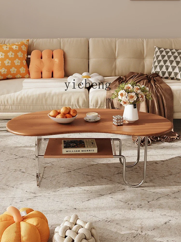 b19 Vintage Solid Wood Tea Table Mid-Ancient French American Cream Style Living Room Home Locker