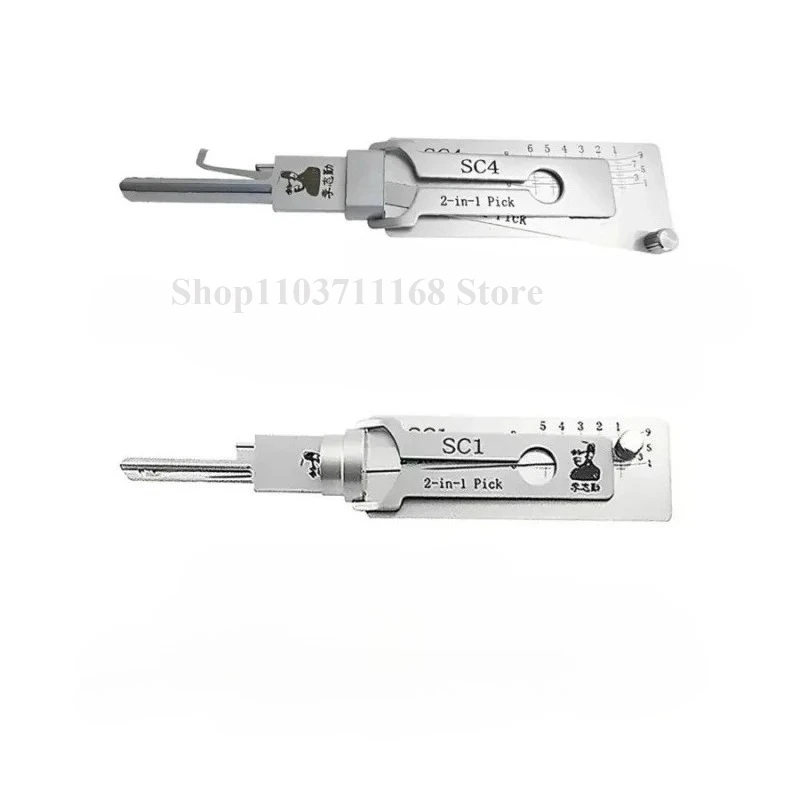 SC1 SC4 SC20 Lishi 2 in 1 Lishi Pick Kit Gunzuas Alat Tukang Kunci untuk Kunci Sipil untuk Schlage Lock C/ L Keyway Schlage Master Key