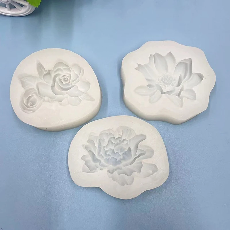 Lotus Gardenia Cake Decorations Silicone Mold DIY Kitchen Baking Handmade Soap Mold Aromatherapy Gypsum Cake Chocolate Mold