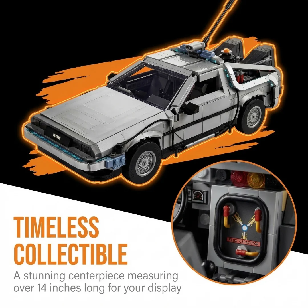 

1872Pcs Back to the Future Time Machine building blocks set 10300 Creative Assembly Model Christmas Gift for birthday