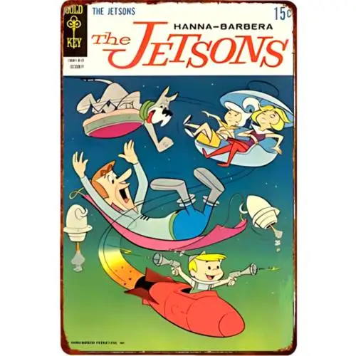 Letrero de metal vintage The Jetsons, decoración de pared con letrero de dibujos animados retro