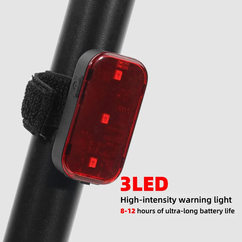 

3LED Waterproof Smart Bicycle Rear Light Rechargeable Safety Warning Mountain Bike Tail Light Backpack Running Light