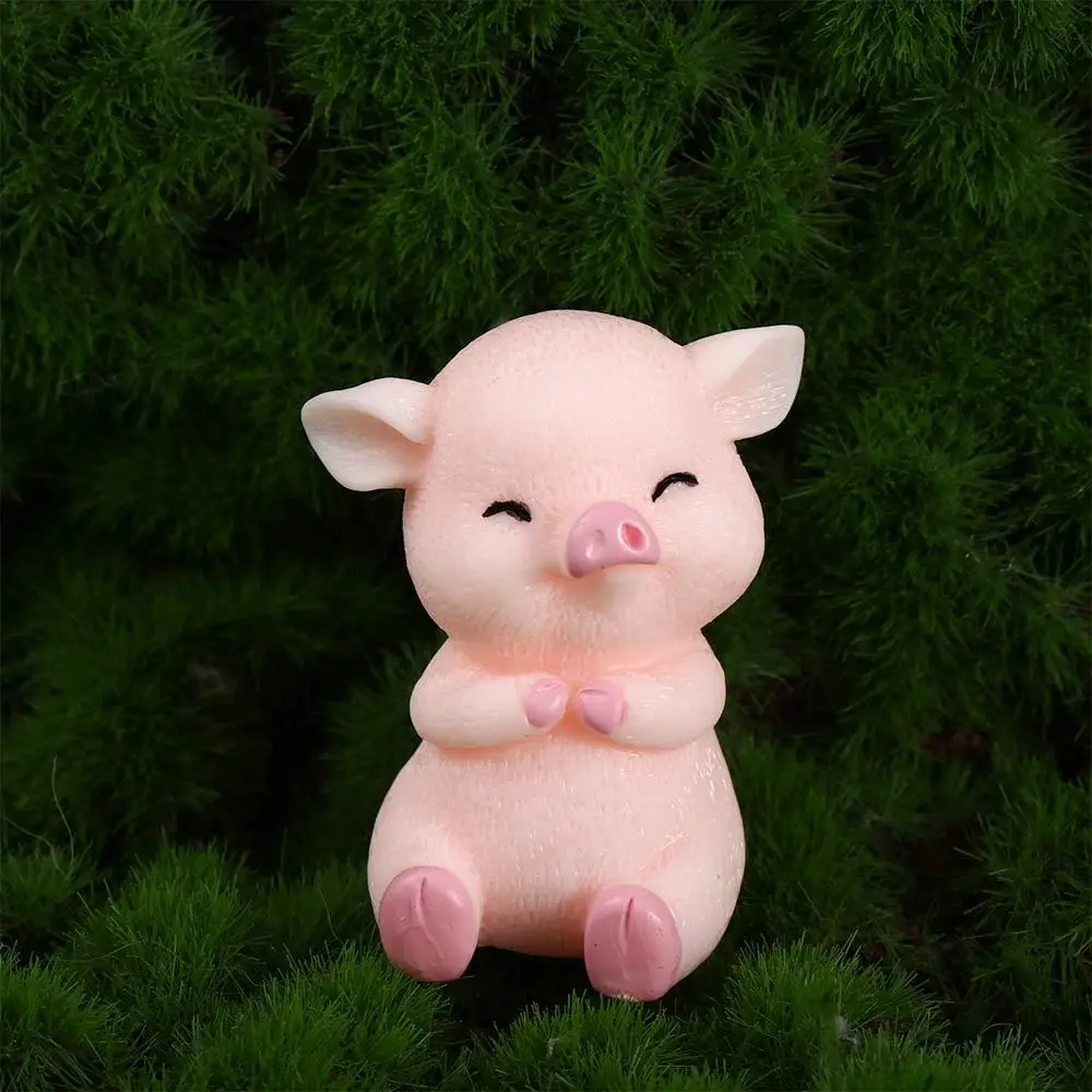Mini DIY Naughty Home Ornament Animal Statue Model Resin Craft Dollhouse Accessory Pig Miniature Micro Landscape Decoration