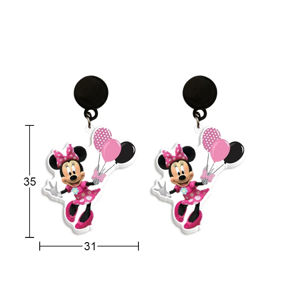 Pink Theme Stud Earring Disney Minnie Cute Design Earrings Women Girl Kids Birthday Xmas Party Gift Jewelry Accessorie