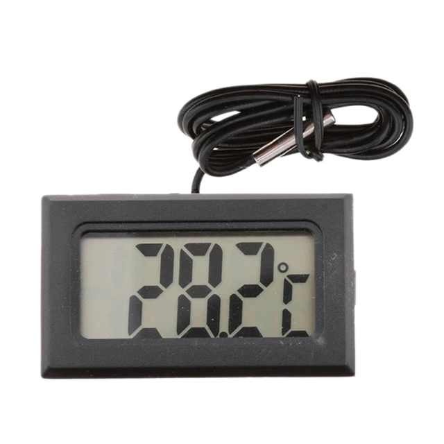 Embedded Temperature and Humidity Meter FY-12 Electronic Hygrometer Digital Temperature Hygrometer with Probe(Black)