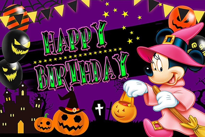 Halloween Backdrop for Birthday Party Minnie Mouse Banner for Party Princess Halloween Baby Shower Photo Background
