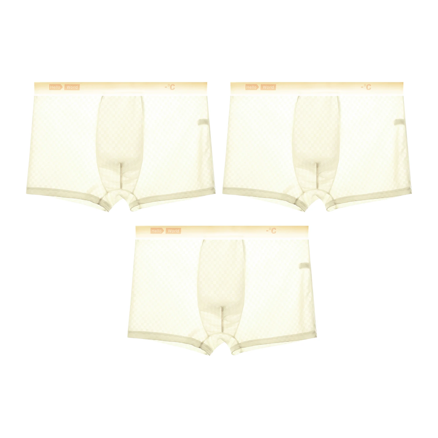 3PCSMen's Ice Silk Underwear Summer Thin Flat-Front Anti-Bacterial Breathable Plus-Size Male Sports Breathable Loose-Fit Shorts