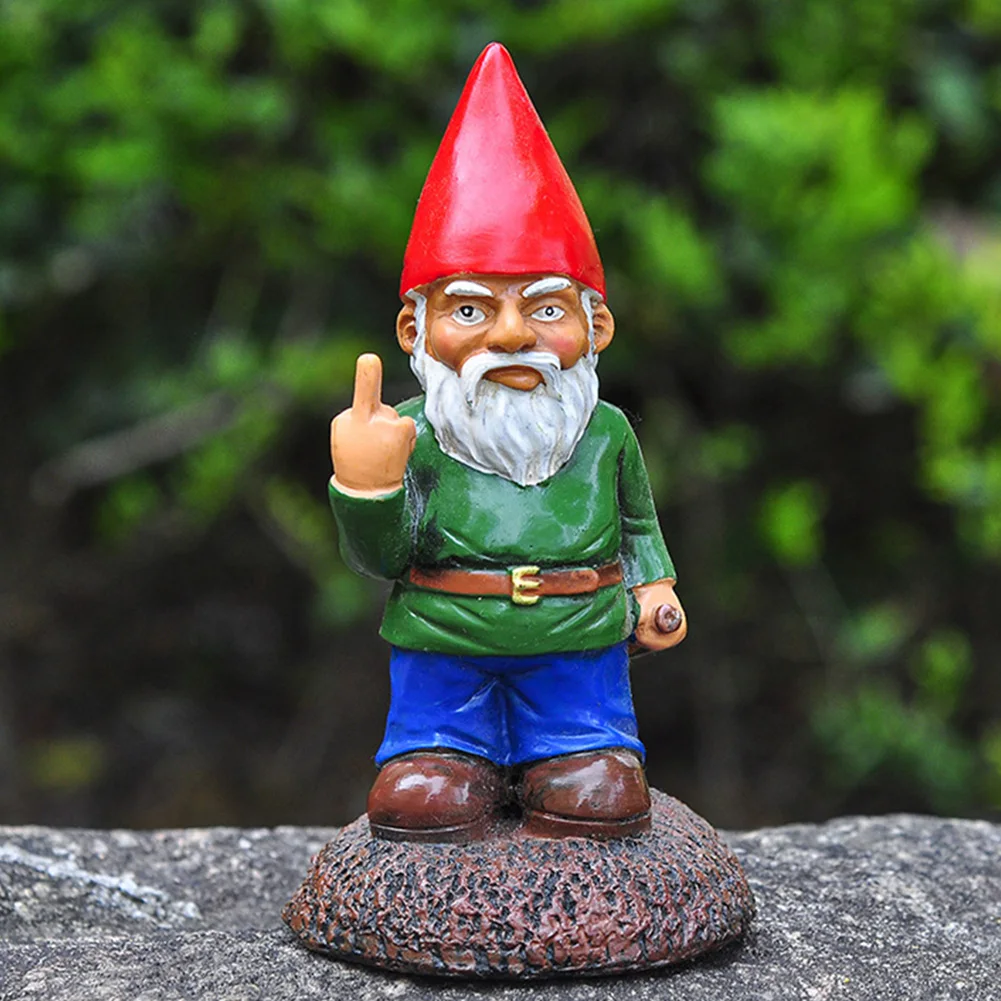 

Middle Finger White Beard Dwarf Ornament Outdoor Resin Crafts Middle Fingler Lawn Statue Figurine Garden Dwarf Statue Ornament