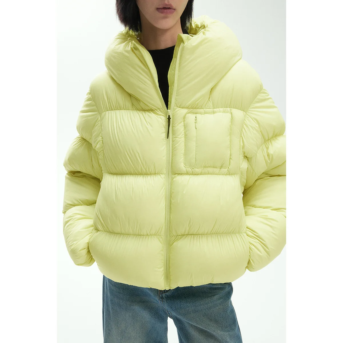 

Autumn Winter Pocket Crop Down Jacket For Women Korean Puff Soft Thickened Warm Coa