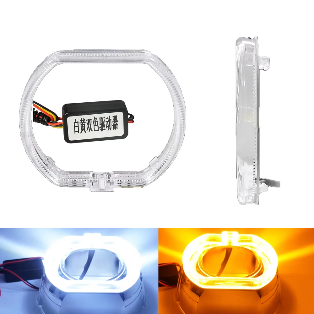 LED Guide Angel Eyes 100mm 120mm Integrated Halo Rings for Bi-Xenon Projector Lens Daytime Running Light White + Amber 12V 24VDC