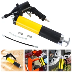 400CC Air Operated Grease Gun 6000PSI Heavy Duty Air Compressor Grease Gun 2 Coupler Pneumatic Compressor Pump 1 Bent Metal Pipe