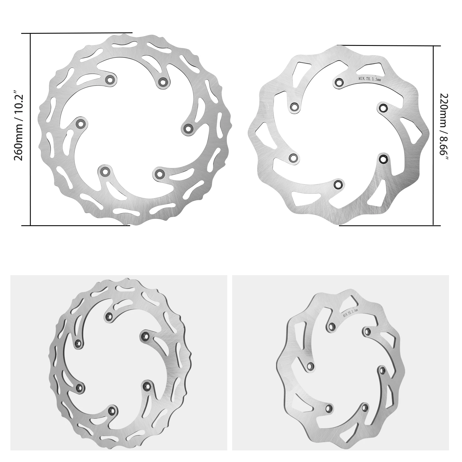 260/220mm Front Rear Brake Discs Rotors For KTM EXC 300 EXC-F 350 SX SX-F 250 XC 500 XCW 1994-2022 Husqvarna TE300 GasGas EC300