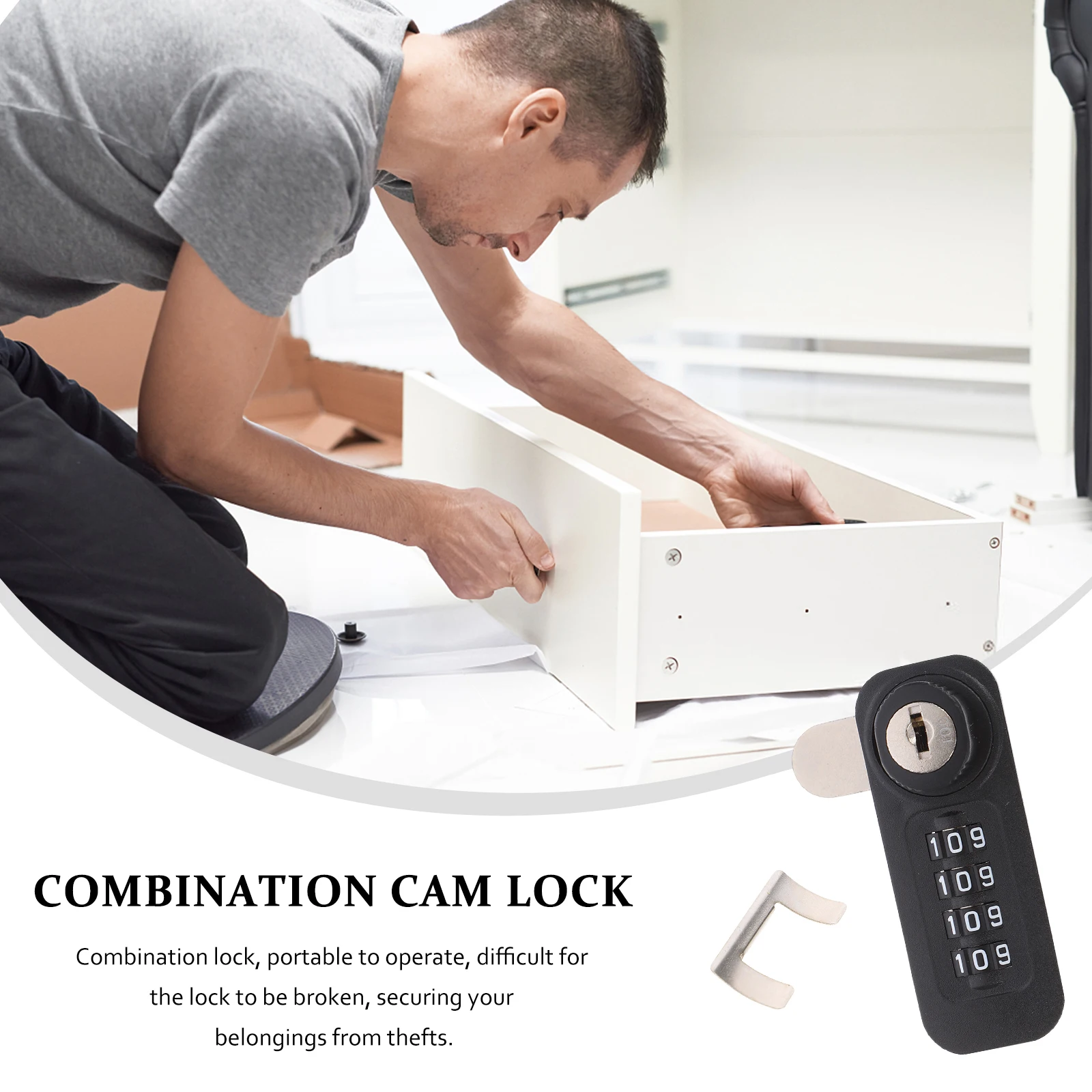 

4 Mechanical Combination Lock Black Universal Cam Locks for Mailbox Cabinet Gym Locker Drawer Hardware Security Durability