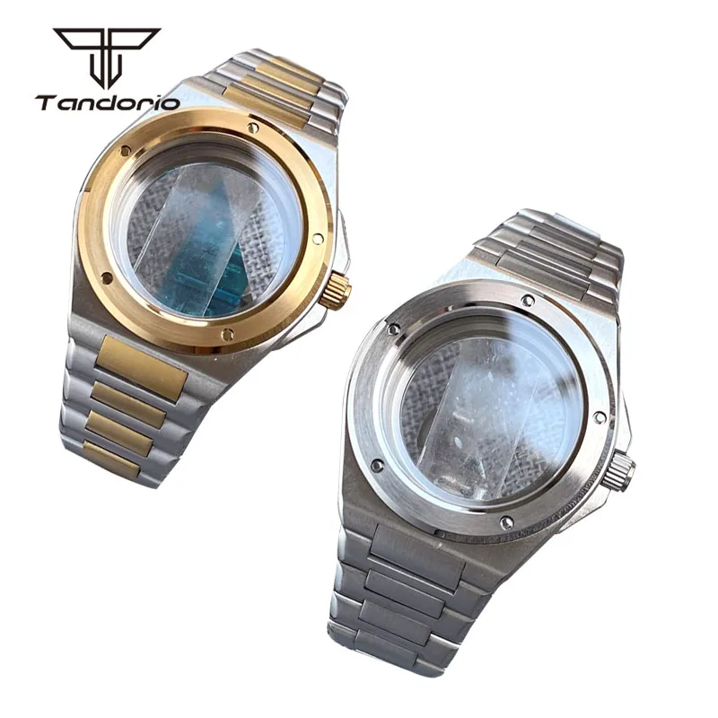 40mm Men's Dive Watch Case+Band Exhibition Clear Back 20BAR Sapphire Wristwatch Mod Parts Fit NH35 NH36 NH34 NH38 ETA2824 PT5000