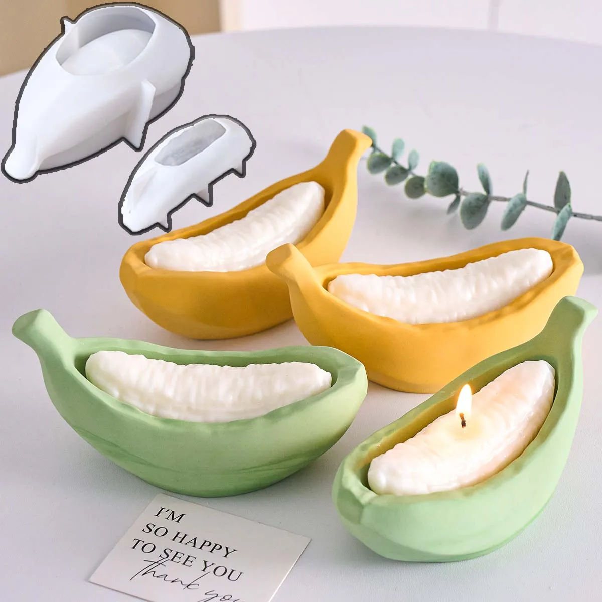 3D Bananenschiff Silikon-Kerzenform DIY Kerzenbecher Aufbewahrungsbox Formen Gips Epoxidharz Bastelzubehör Heimdekoration