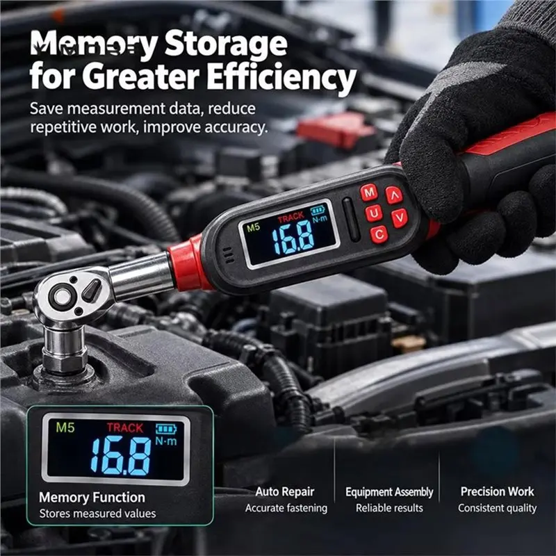 AAAN-3/8 Digital Torque Wrench With LCD Display Range 72T Ratchet Head For Auto Repair And Screw Fastening