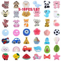 5/10Pcs/lot Silicone Beads Mix Color Cartoon Focus Beads Food Grade Baby Chewable Beads DIY Pacifier Chain Jewelry Accessories