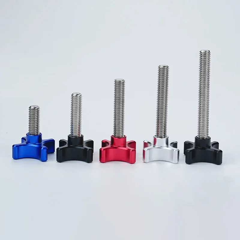 1Pcs M6 M8 Stainless Steel Thread Aluminum Anodised Hand Tighten Thumb Screws Handle Bolt Hand Knob Tightening Screw Bolts