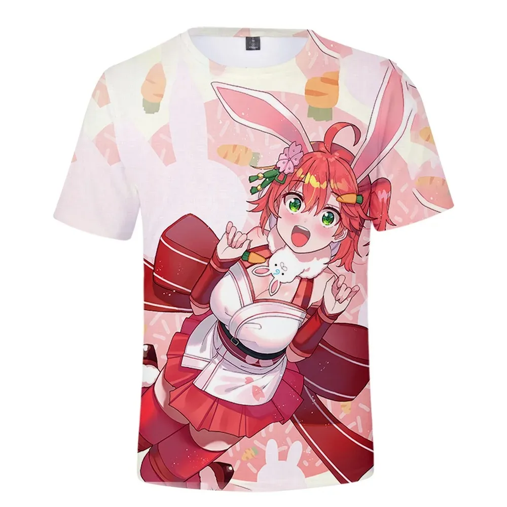 Unisex VTuber Sakura Miko T-shirt, streetwear, roupa de rua, impresso em 3D, primavera, verão, homens preppy, mulheres, estilo