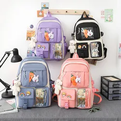 High School Junior High School High Capacity Student Backpack Four 2024 New Student Korean Color Contrast Casual Backpack