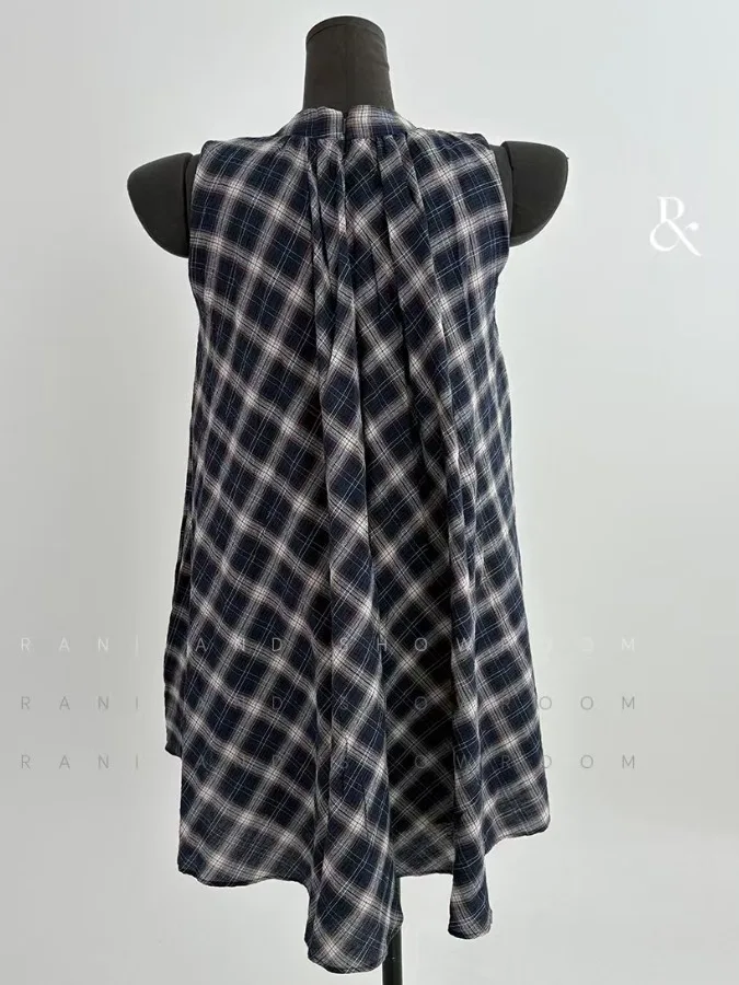 

Ele Plaid Neline Vest Dr Women's Summer New Sle Retro Pleated ort Skirt Svel Gown for Ladies